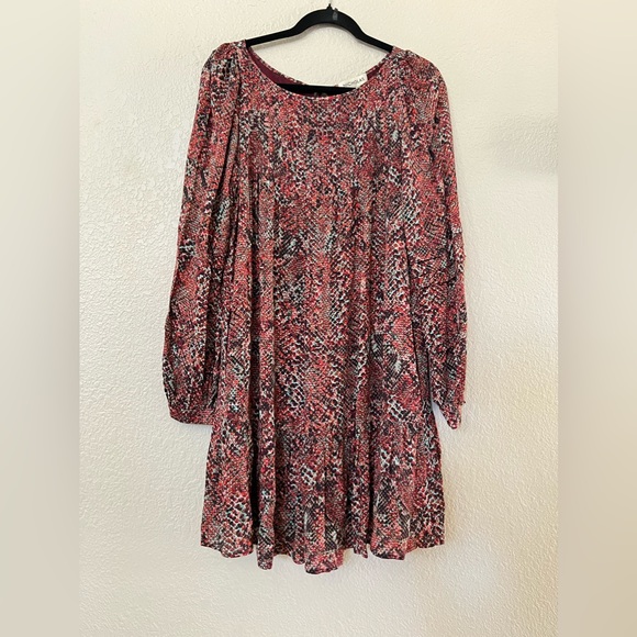 New NICHOLAS Devan gathered snake-print crepe mini dress in Burgundy Sz 4 - Picture 5 of 11